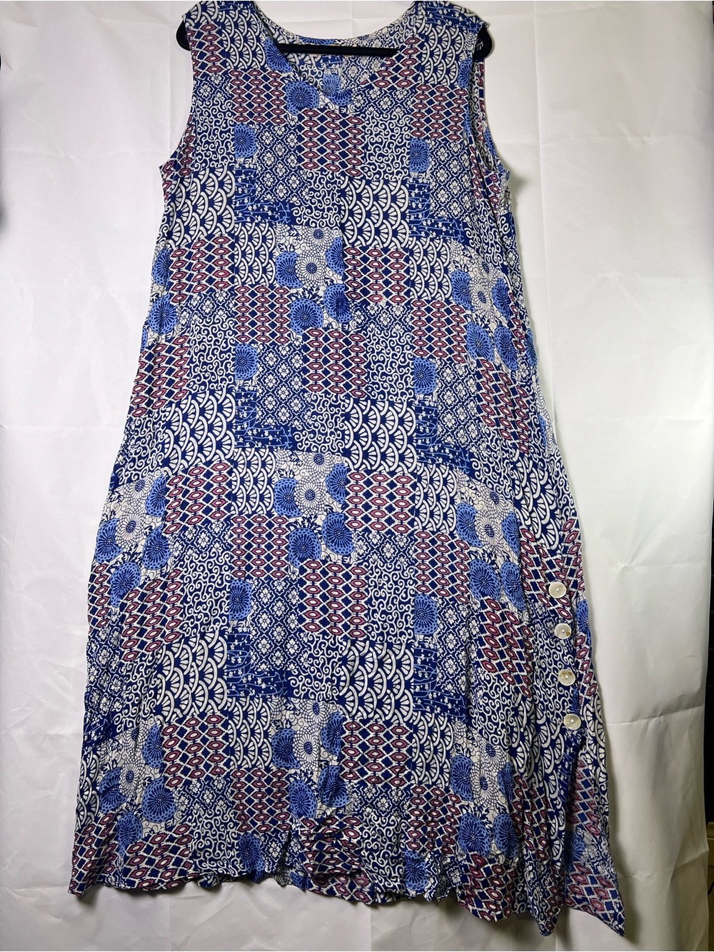 La Cera Geometric Patchwork Sleeveless Midi Dress - Size XL